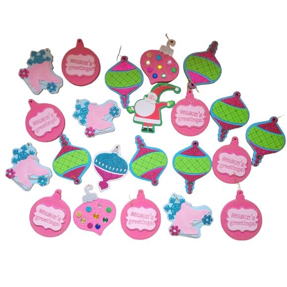 Lot 22 Nonbreakable Foam Christmas Ornaments Kids Ice Skate, Bulbs, Santa